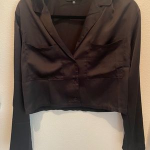 Kendall & Kylie Black  Satin Cropped Blazer